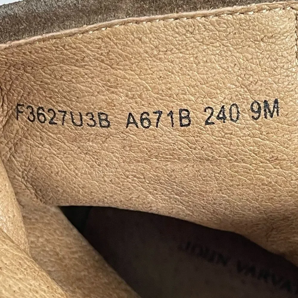John Varvatos Taupe Brown Suede Double-Buckle Ankle Boots